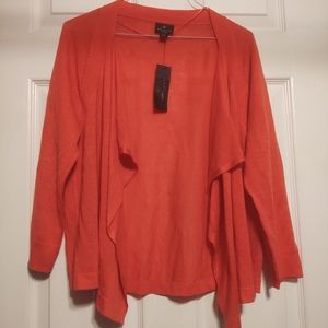 Worthington Petite XL Sweater Waterfall Front Coral